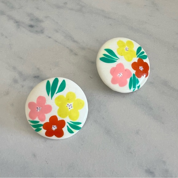 Painted Floral Post Earring - Picture 2 of 4